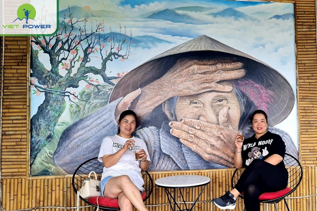 Ethnic style mural in green valley sapa