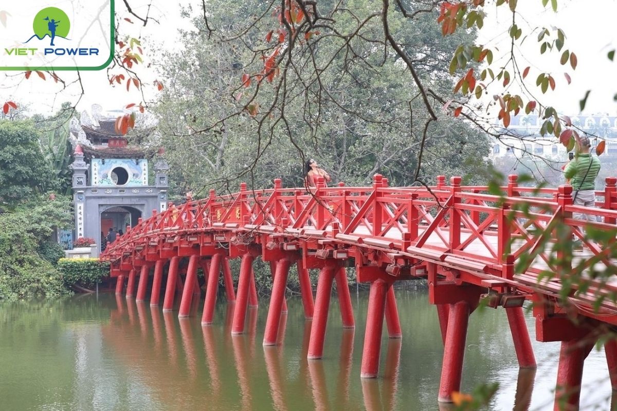 The Huc Bridge and Ngoc Son Temple on Hoan Kiem Lake