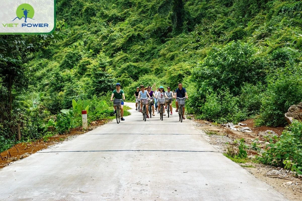 Cycling through the forest trails in Viet Hai Village