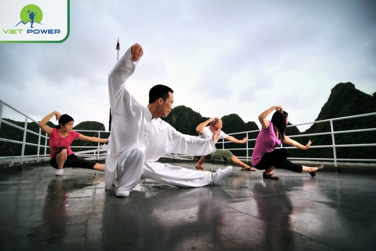 ai Chi session on the sundeck