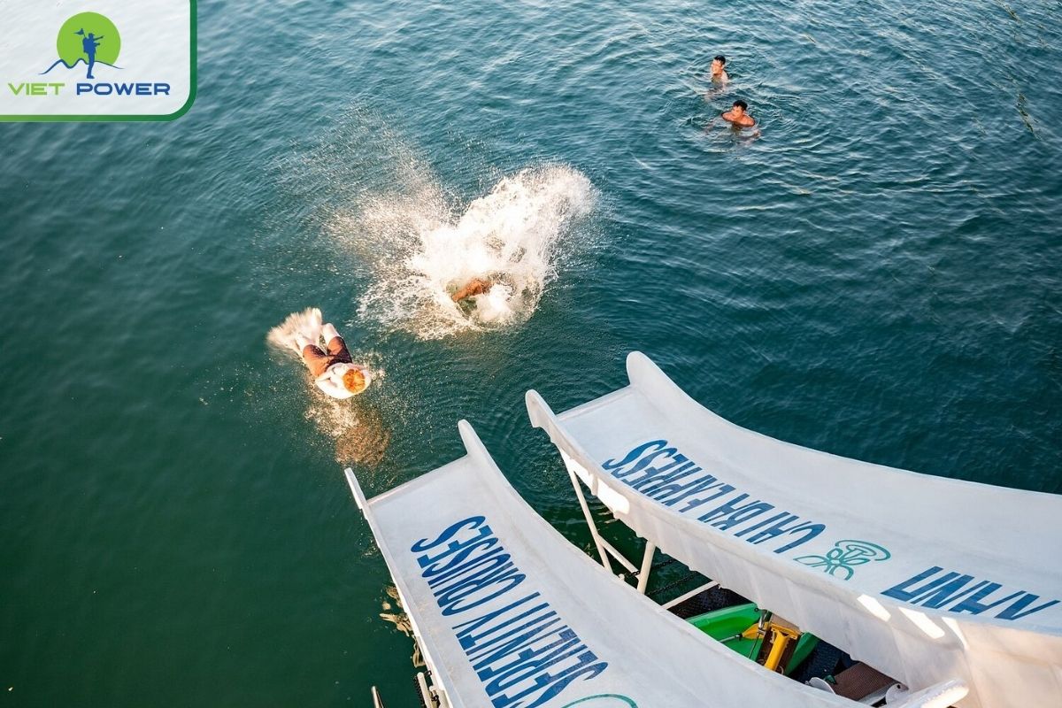 Waterslide directly into the bay