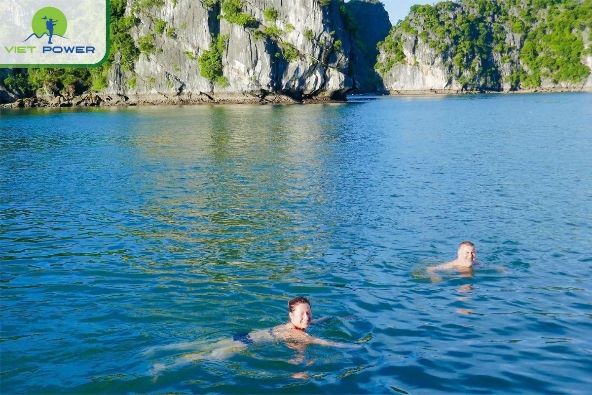 Swimming at Halong bay