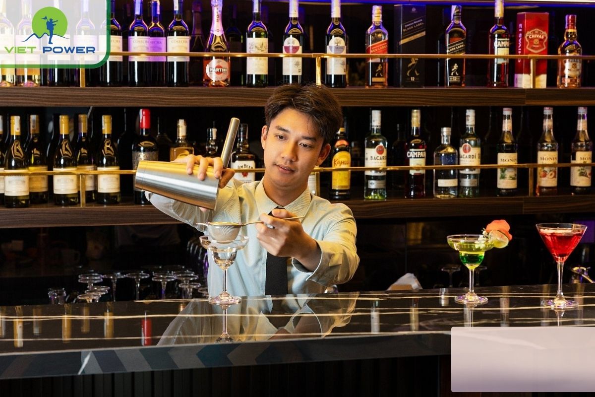 The indoor restaurant and bar