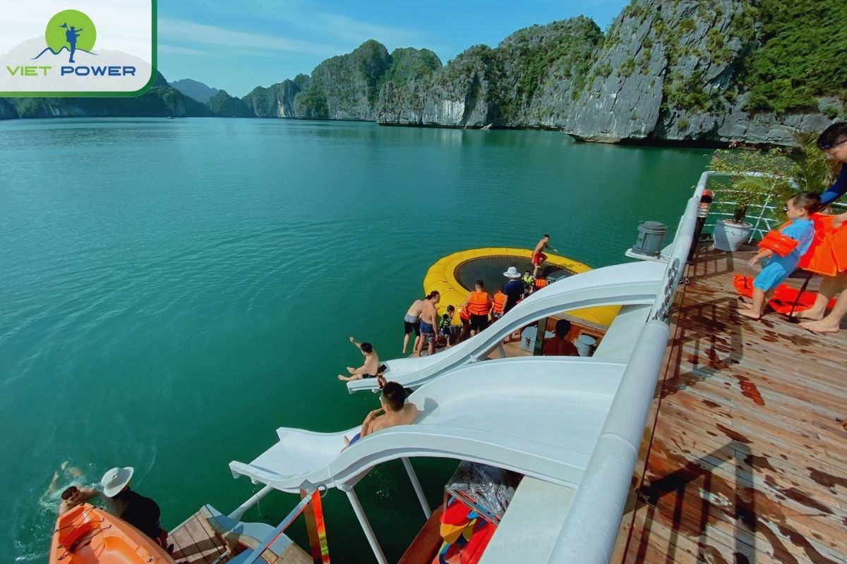 Water slide and trampoline complex