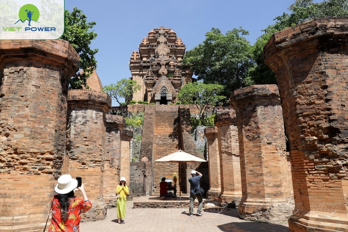 Explore the Main Tower and ancient stone columns at Po Nagar Cham Towers