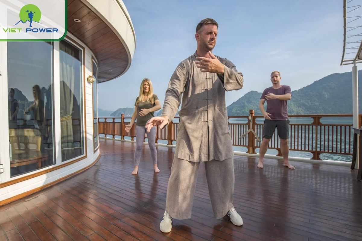 Sunrise Tai Chi on deck.
