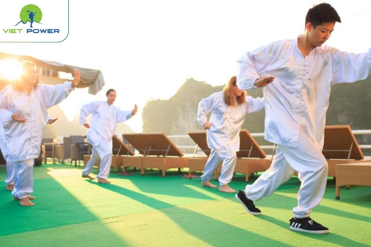 Tai Chi class on the sundeck