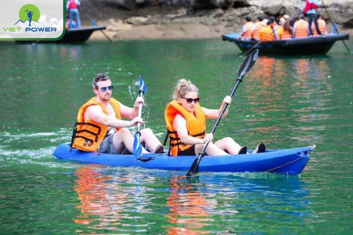 Kayaking side by side