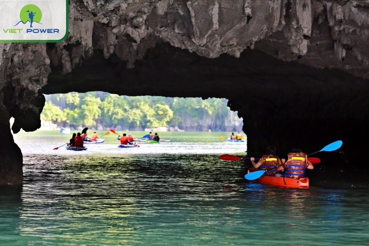 amboo boat at Dark & Bright Cave