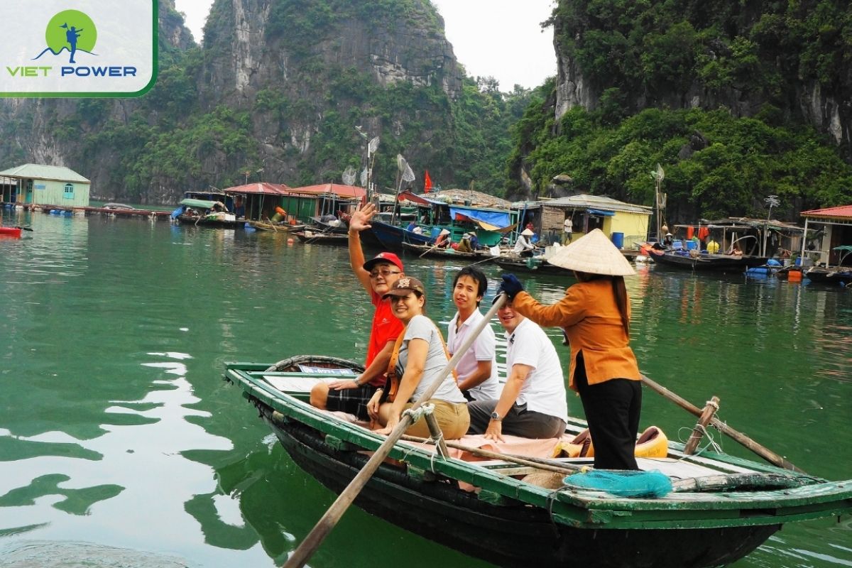 Bamboo boat ride to a fishing village