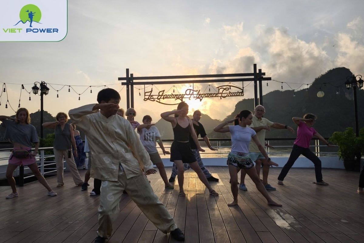 Tai Chi session on sundeck