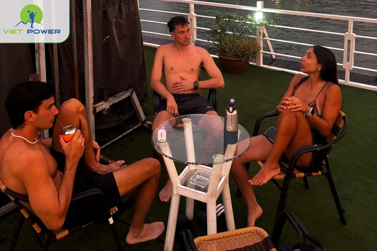 Sunset party atmosphere on board