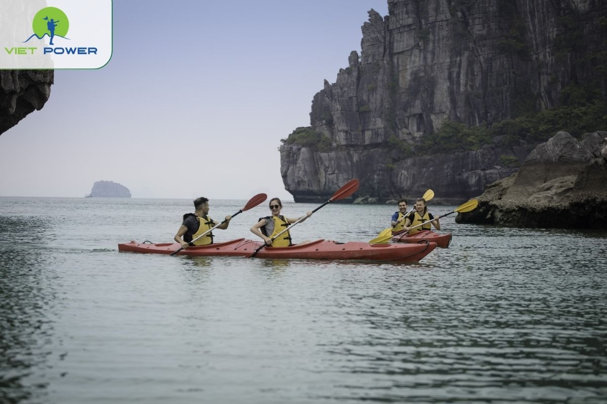 Kayaking through limestone formations